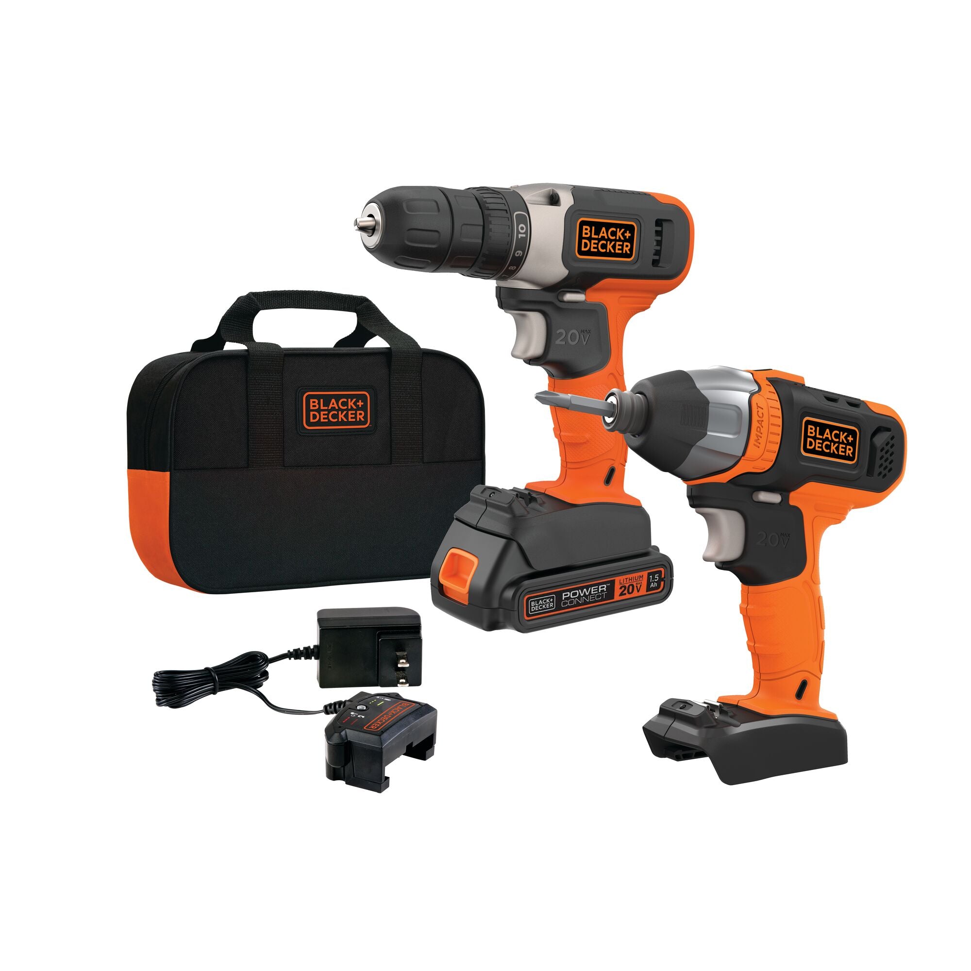 black-decker-20v-max-powerconnect-bohrmaschine-set-mit-schlagschrauber image 1