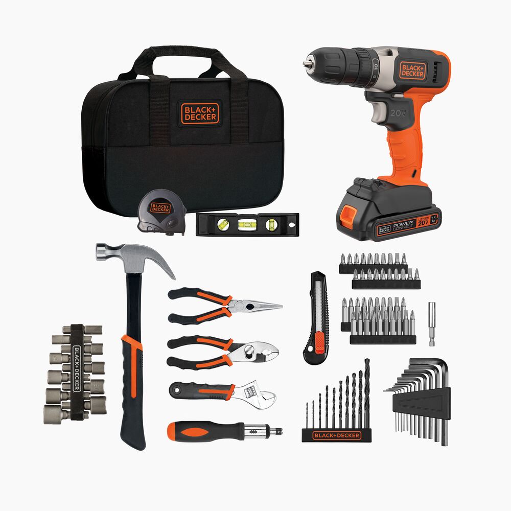black-decker-20v-max-bohrschrauber-83-tlg-heimwerker-set-mit-tasche image 1