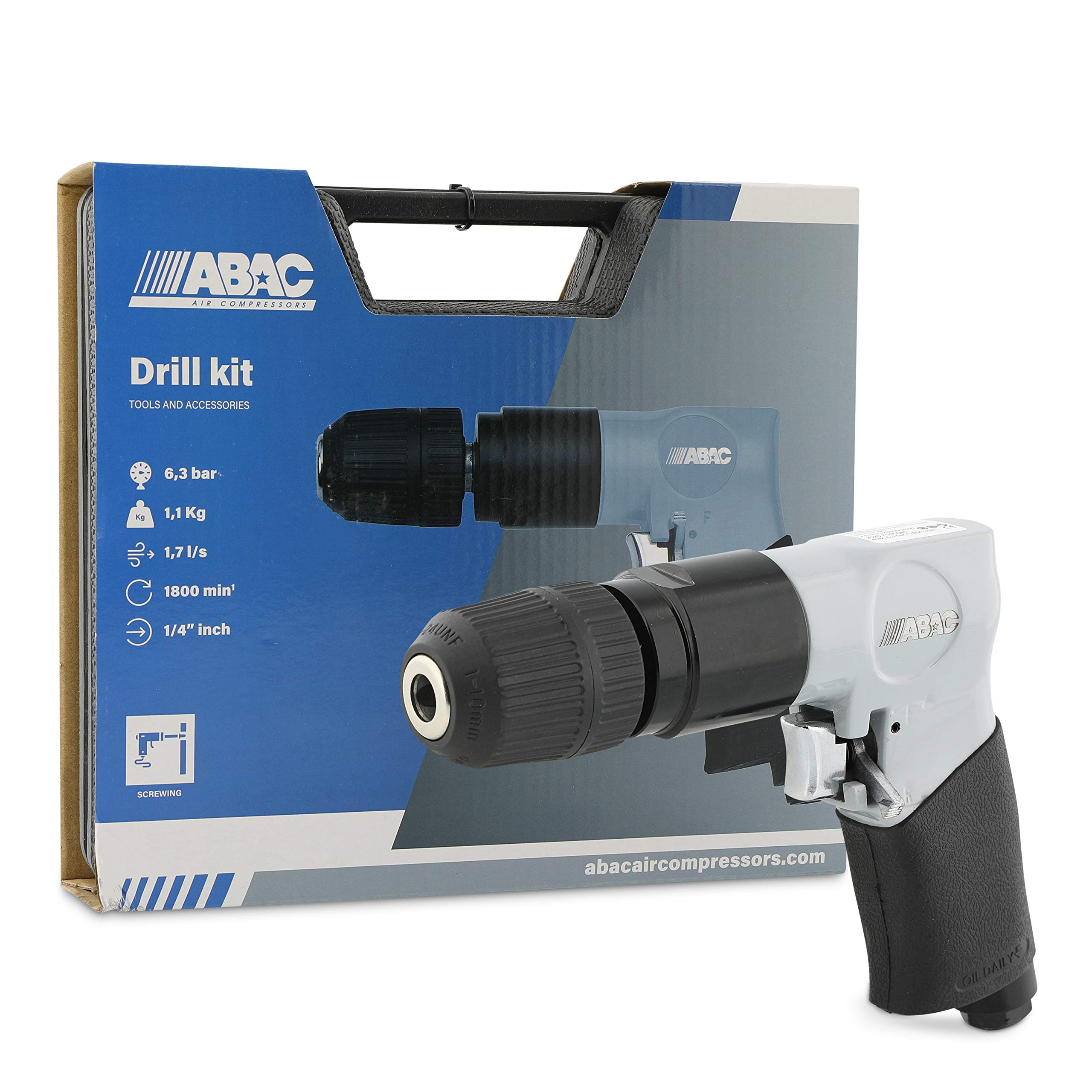 abac-g-190-druckluft-bohrmaschine-10-mm-im-koffer-mit-bits image 5