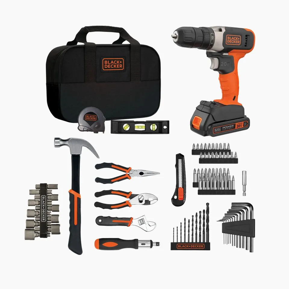 black-decker-20v-max-bohrschrauber-83-tlg-heimwerker-set-mit-tasche image 1