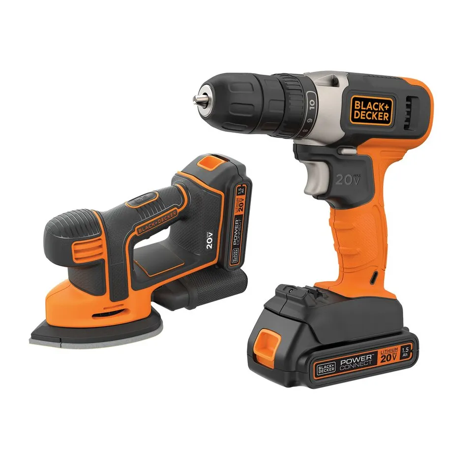 black-decker-20v-max-powerconnect-bohrmaschine-schleifer-set-mit-akku image 1
