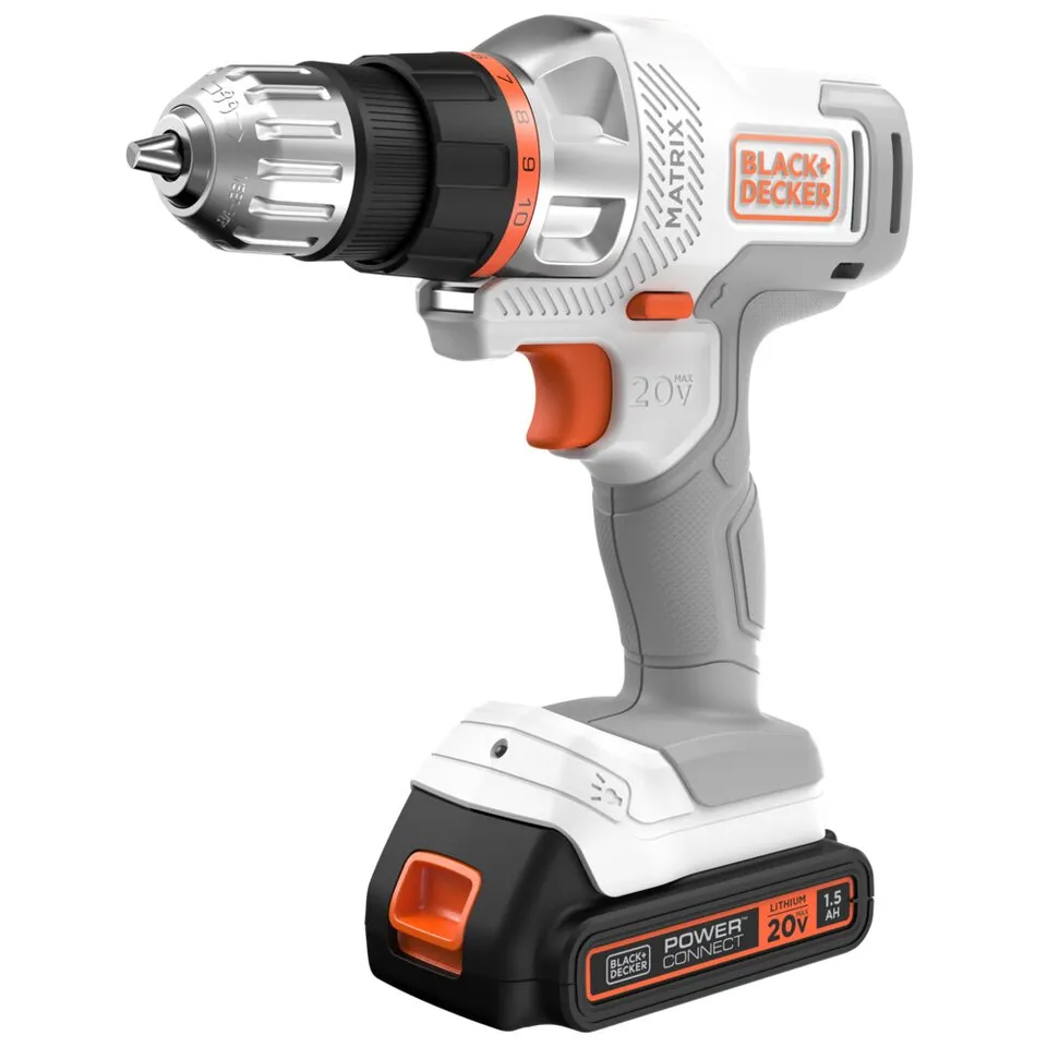 black-decker-matrix-20v-max-akku-bohrschrauber-set-wei image 1