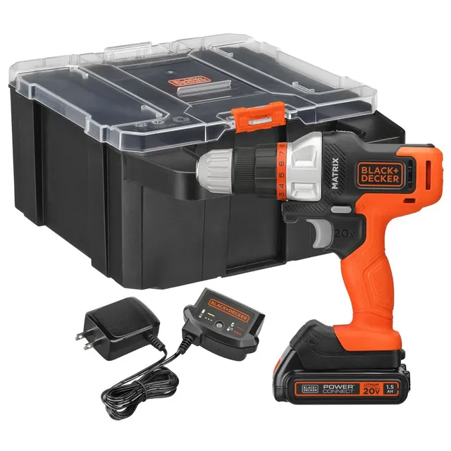 black-decker-matrix-20v-akkubohrer-bohrschrauber-set-mit-koffer image 1