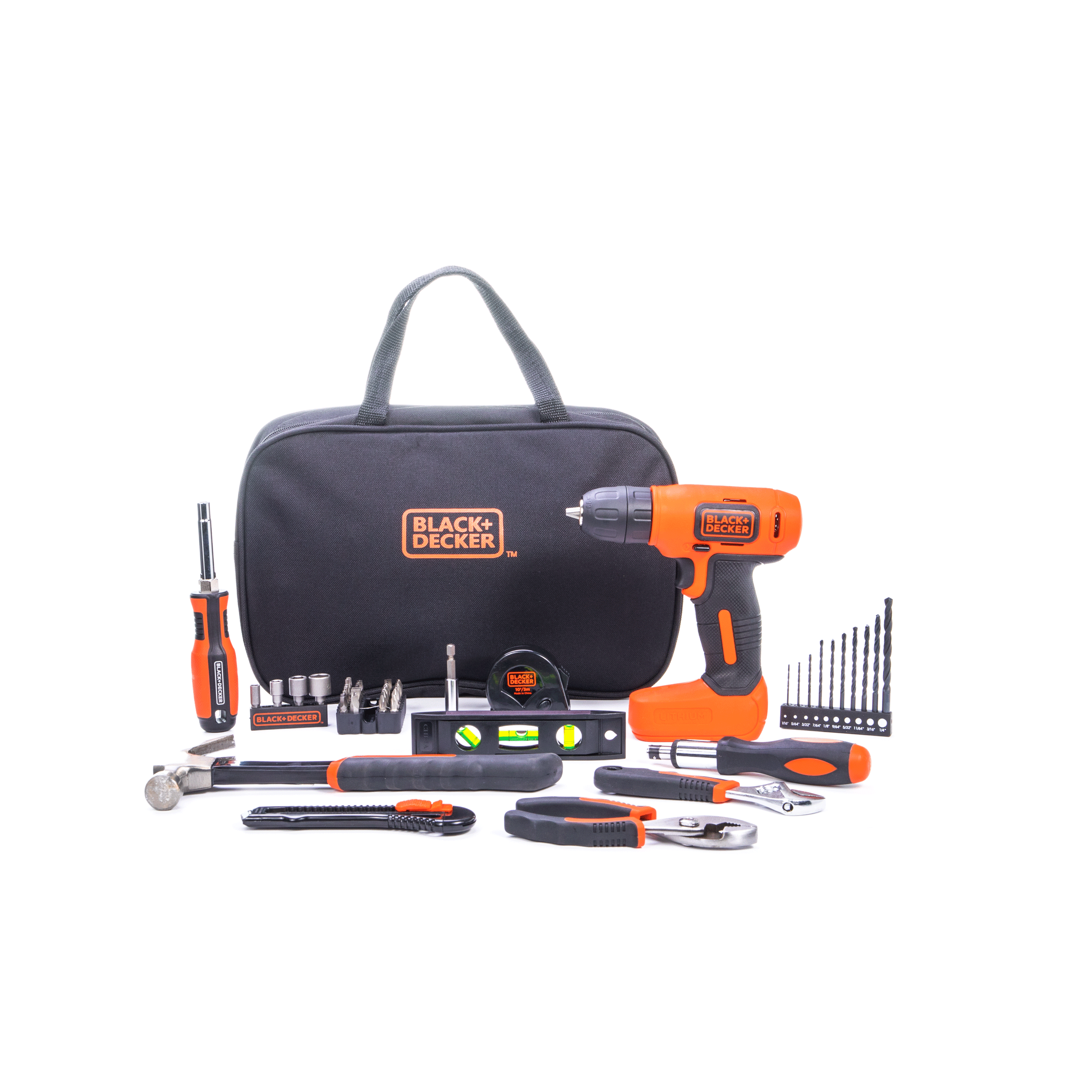 black-decker-werkzeugset-57-teilig-mit-8v-akkuschrauber image 1