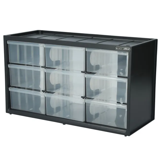 black-decker-sortimentskasten-9-schubladen-stapelbar-tragbar image 1