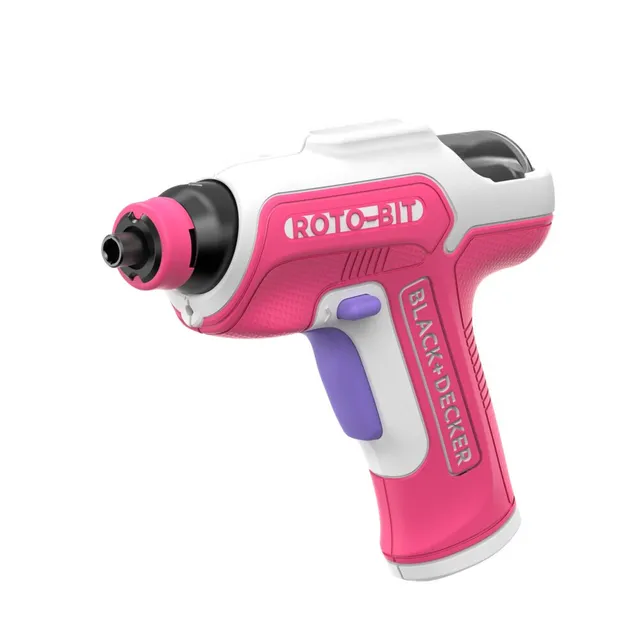 black-decker-rotobit-4v-akkuschrauber-wei-pink-mit-bit-led image 1