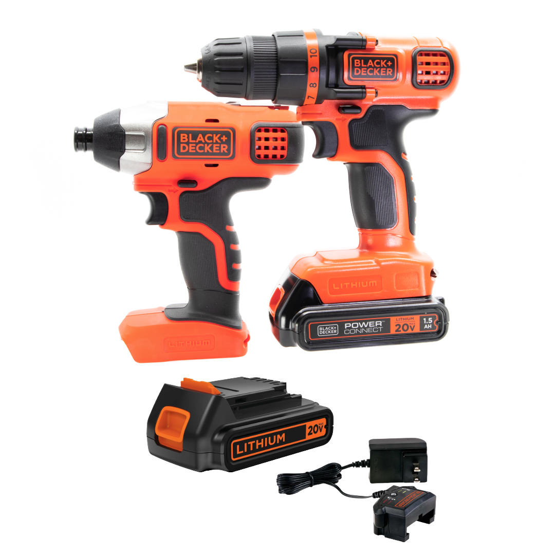 black-decker-20v-max-bohrschrauber-schlagschrauber-set-akku image 1