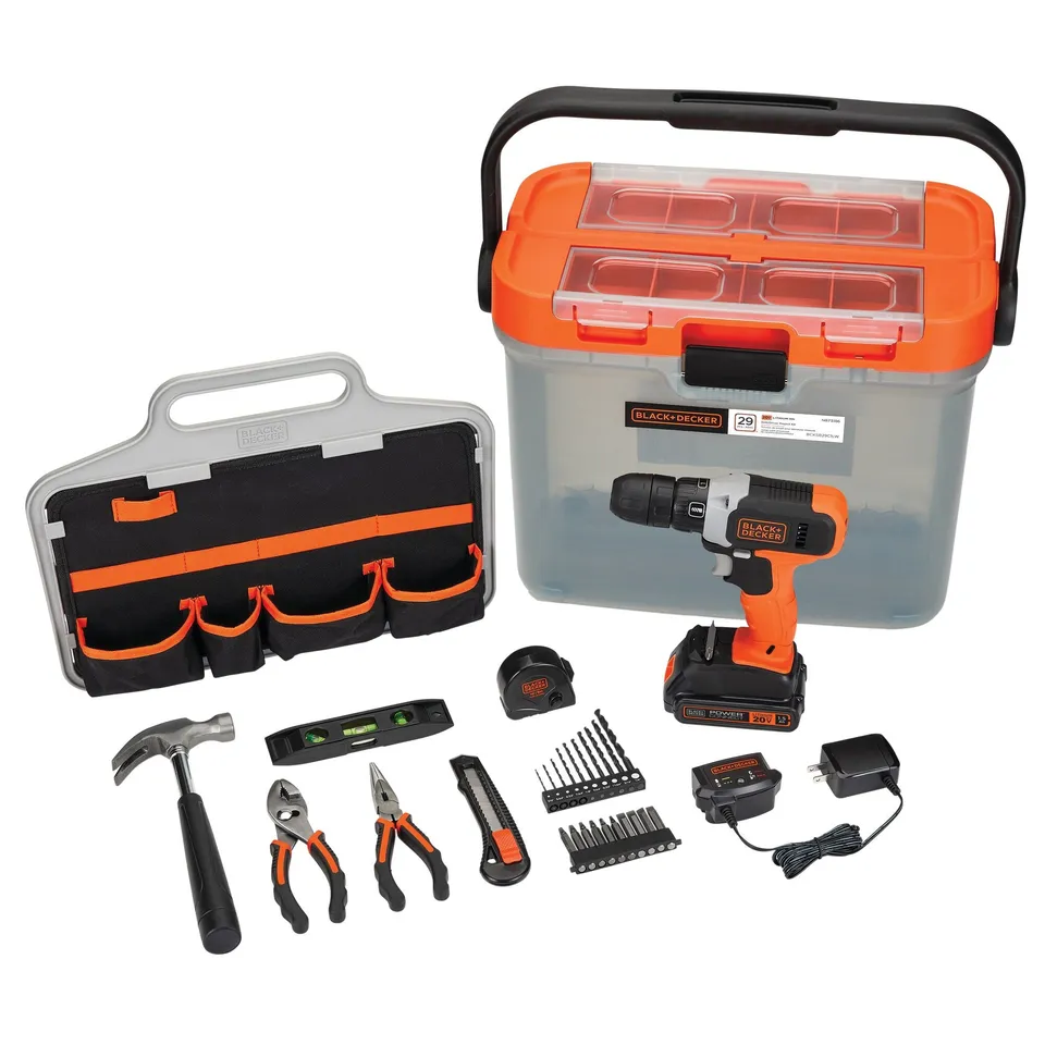 black-decker-20v-max-bohrmaschine-28-tlg-set-mit-box-und-akku image 1